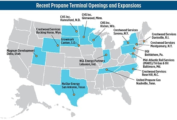 LPGas: New rail terminals help address propane storage needs, logistics